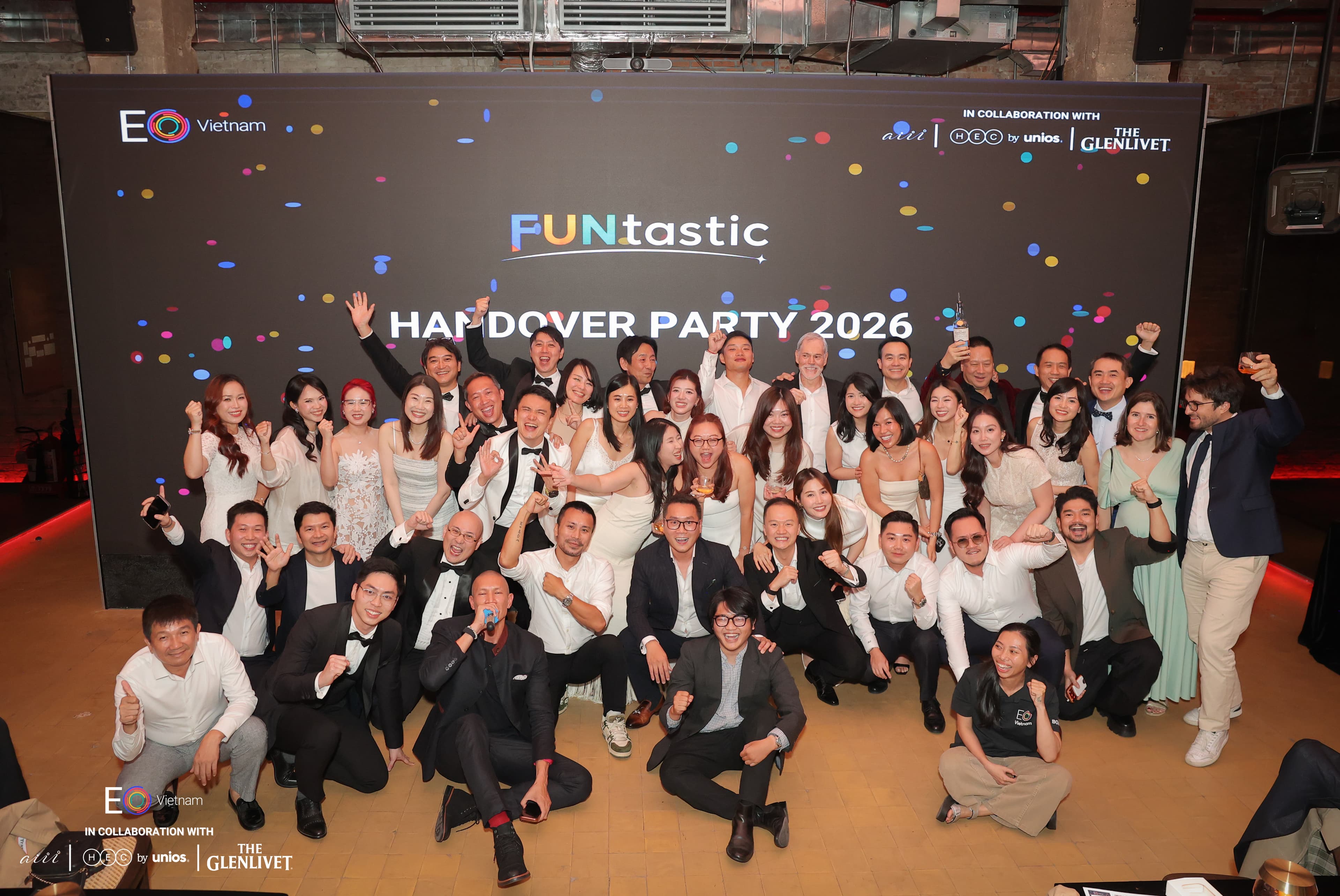 EO Vietnam members and international guests at the FY2026-27 Handover Party at UNIOS, Ho Chi Minh City
